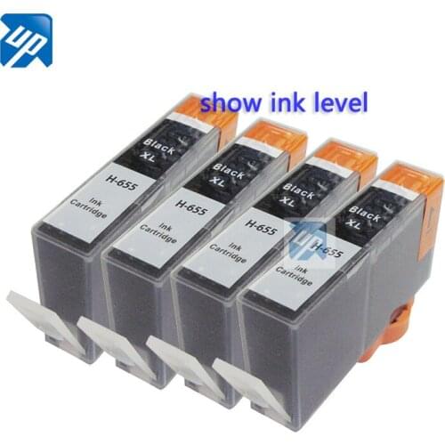 UP 4PK black ink Cartridges Compatible for hp655 655 XL for Deskjet 3525/4615/4625/5525/6520/6525 CZ109AE CZ110AE CZ111AE