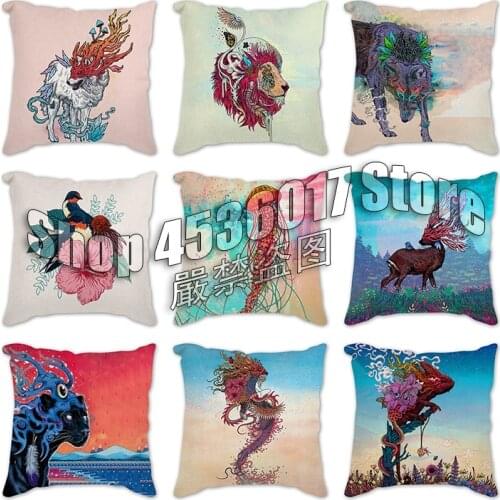 Wolf lion jellyfish deer Picture Cushion Cover Pillow Case 45x45cm Home Decorating Pillows Cover Home Decoration Accessories