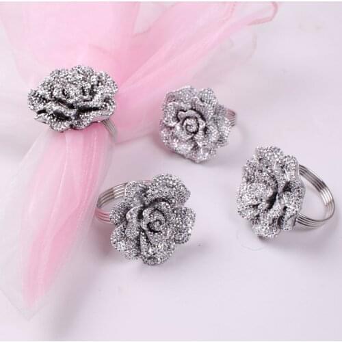 12pcs/lot Wedding napkin ring rose napkin ring ring ring napkin buckle suitable for hotel wedding holiday party decoration