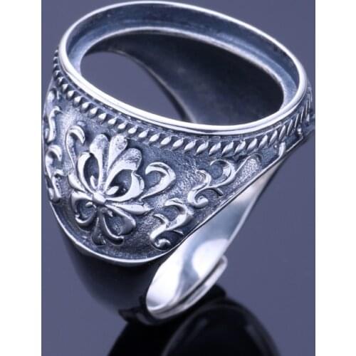 16*20mm 925 STERLING SILVER Semi Mount Bases Blanks base blank Pad VINTAGE rings ring Setting jewelry findings men DIY A2222