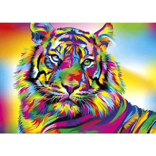 5D Diamond Painting Animal Set Color Tiger Square Diamond Embroidery Mosaic Picture, Cross Stitch DIY decoration