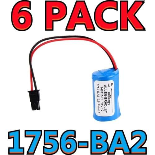 6 PACK New Original A-B 1756-BA2 PLC Controller 3V Battery Lithium Batteries With Plug (Fresh Date)
