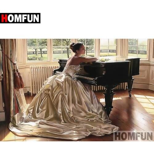 HOMFUN 5D DIY Diamond Painting Full Square/Round Drill "Girl back view" 3D Embroidery Cross Stitch gift Home Decor A02241