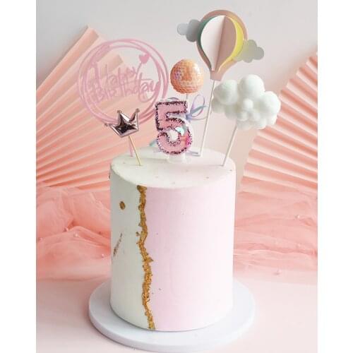 Glitter Pink Number Happy Birthday Cake Candle Topper Decor Wedding 520 Party Cartoon No Smoke CupCake Baking Decoration