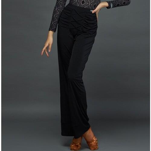 Fashion Latin Dance Pants Black Wide Legs Trousers Ballroom Modern Waltz Tango Latin Dancing Clothes Performance Wear DQS5895