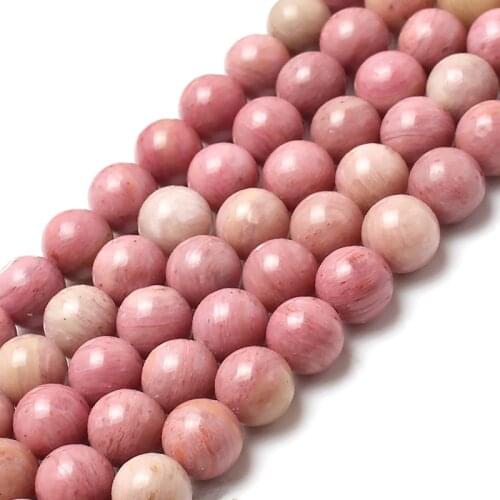 Natural Rhodonite Stone Round Loose Beads For Jewelry Making 15.5"/Strand Pick Size 4.6.8 .10 12MM-F00201