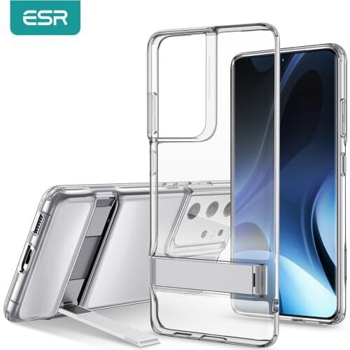 ESR for Samsung Galaxy S21 Ultra Case for Samsung S21 Plus Metal Stand Kickstand Clear Transparent Case for S21 Luxury Holder