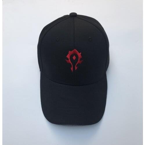 Vedio Game World of Warcraft WOW Horde Red Symbol Cosplay Embroidery Hat Black Baseball Cap