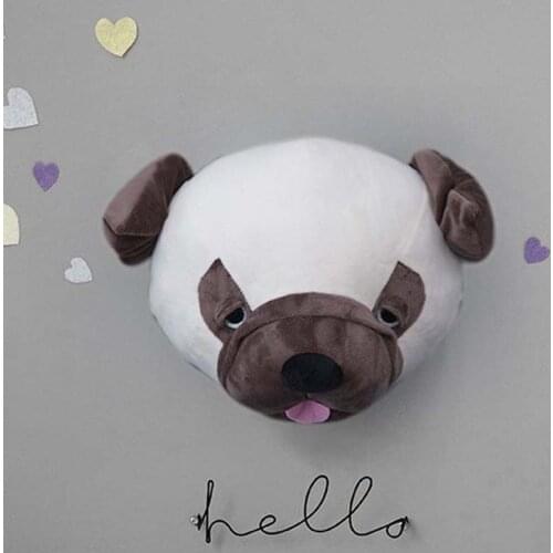 Baby Nursery Dinosaur Dog Head Wall Mount Artwork Decor Doll Toys Animal Head Wall Decor Room Accessories for Kids Birthday Gift