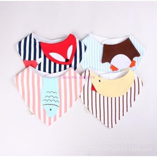 DHL 100pcs cartoon animals Baby Bibs Bandana Animal Tiger Striped Toddler Newborn Scarf Feeding Cotton Bibs Burp Cloth