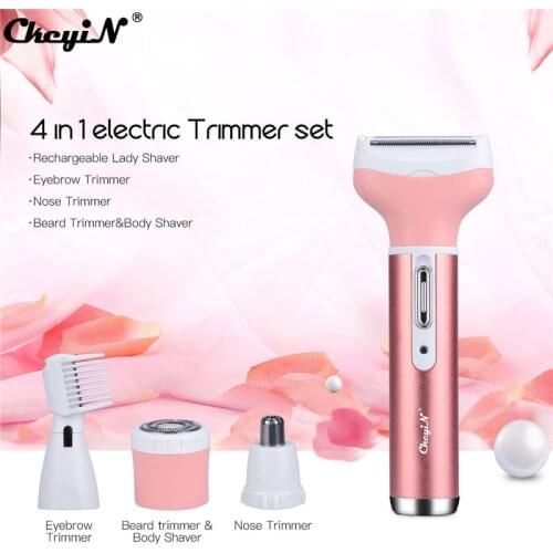 CkeyiN 4 In 1 Women Face Facial Body Hair Removal Shaver Epilator Female Shaving Machine Electric Trimmer Razor For Eyebrow Nose