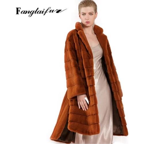 Ftangaiur Fur Coats With Collar