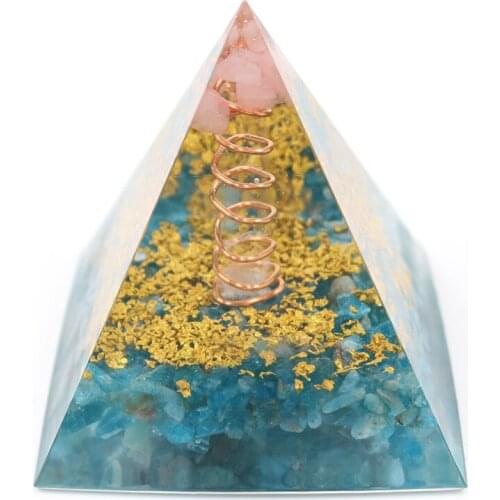 FYJS Unique Light Yellow Gold Color Orgone Energy Tree of Life Stone and Resin Pyramid Pendant Metaphysical Jewelry