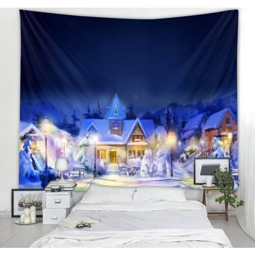 Christmas Santa Claus Holiday Party Tapestry Art Deco Blanket Curtain Hanging Home Bedroom Living Room Decoration Tapestry