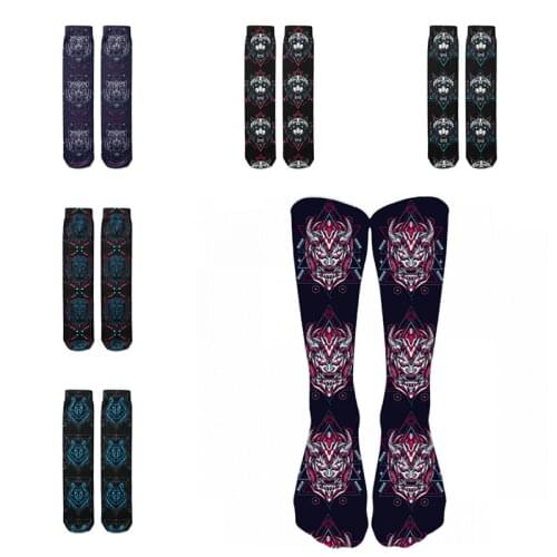 Harajuku Cool Skateborad Tube Socks Fashion Compression Mixed Cotton 3D Print Socks Winter Hipster Warm Funny Female Sock Unisex