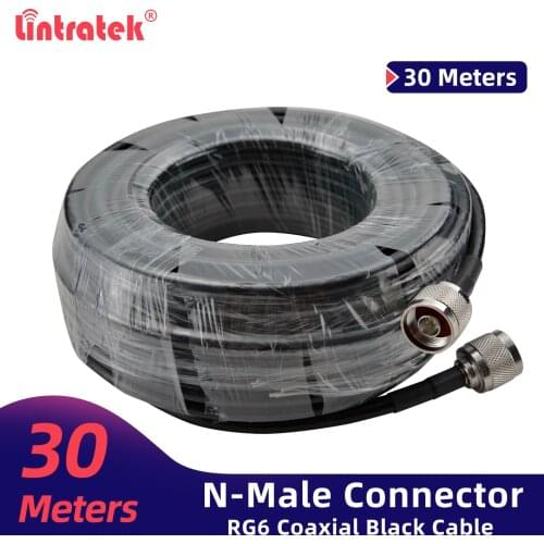 Lintratek Wholesales 30 meters rg6 coaxial cable high quality with N-male connectors for Mobile Signal Repeater and antenna @7.2