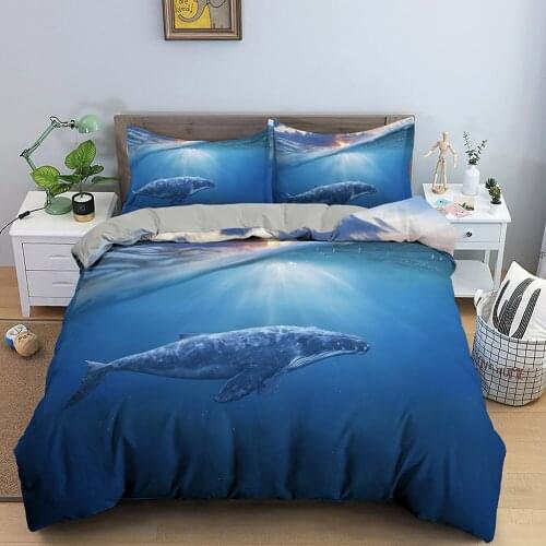 Animal Pattern Bedding Set Whale Duvet Cover Comforter Cover Pillowcase Queen/King Size for Kids Home