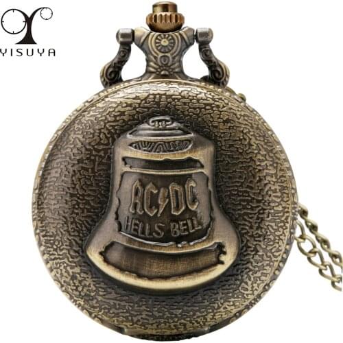 Antique Bronze Big Hells Bell Display Quartz Necklace Watch Retro Pendant Pocket Clock Sweater Chain