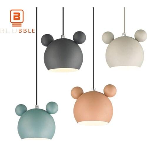 BLUBBLE Cartoon Panda Pendant Lights Makron Modern Pendant Lamp AC 110-240V Pendant Lights Semicircle Bedroom Parlor Hanglamp
