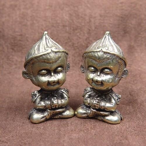 Brass Chinese Superhero Monkey King Miniature Figurine Tea Pet Table Decoration Metal Statue Crafts Home Decor Desktop Ornaments