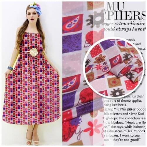 LEO&LIN Fun In The Patchwork Multicolour Print Crepe De Chine Satin 100% Silk Fabric For Dress Material1 50cm