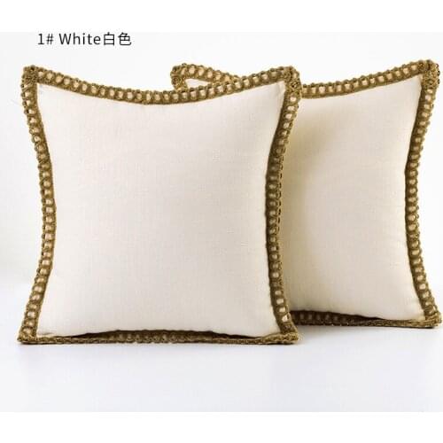 Linen Trim Pillow Case Throw Waist Cushion Cover Edging Bed Sofa Pad Beige Pillow Cover Handmade Square Home Decoration