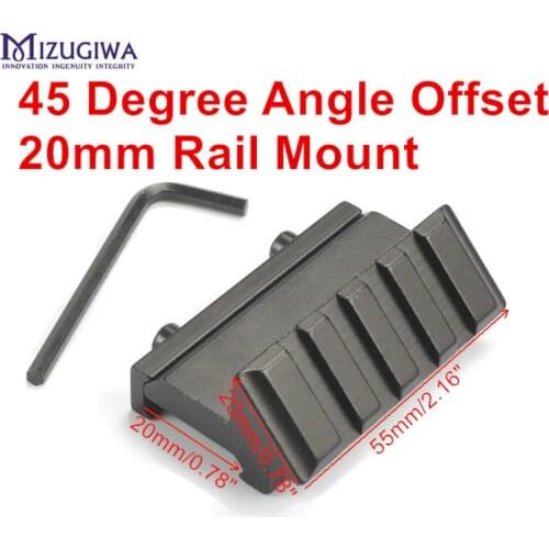 MIZUGIWA Tactical 4 Slot One Side 45 Degree Angle Offset 20mm Rail Mount for Weaver Picatinny Rail Caza Hunting Accessories