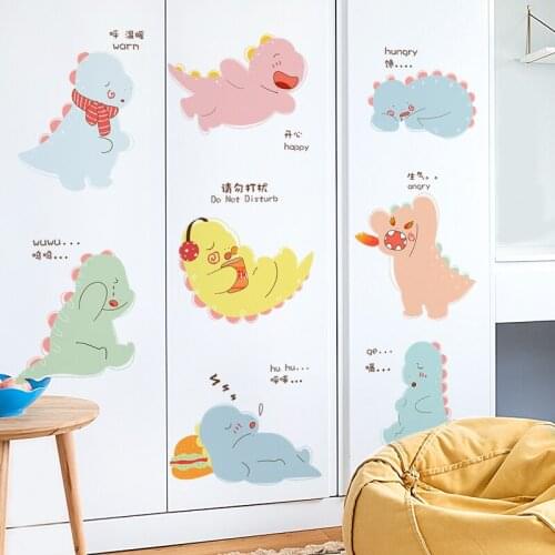 Cartoon Dinosaurs Wall Sticker for Kids Room Living Room Bedroom Wall Decoration New Year Decor DIY Vinyl Wallpaper Art Decals