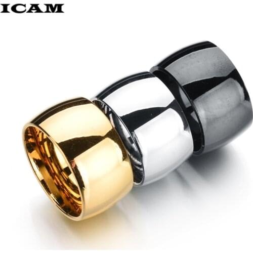 ICAM 12mm No fading 24k Classic Engage Wedding rings 1.2CM Yellow Gold Ring filled 316L Titanium steel rings for men and women