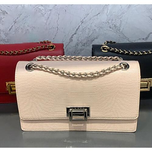2020 New Girl Shoulder Bag PU Leather Flip Lizard Pattern Rectangular Bag