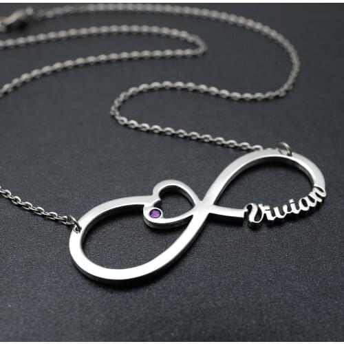 Custom Infinity Necklace Personalized Infinity Pendant Custom Birthstone Necklace Birthday Gift for Her Girlfriend Wife Gift