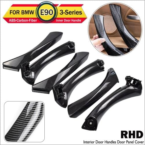 RHD LHD Car Interior Passenger Door Carbon Fiber Style Pull Handle Kit For BMW 3 series E90 E91 316 318 320 325 328i 2005-2012