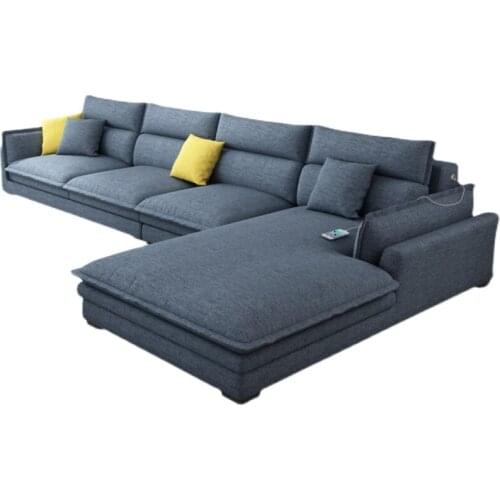 Nordic solid wood fabric cotton linen modern simple small family sofa