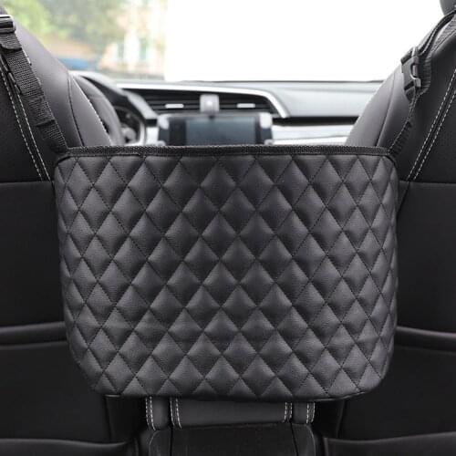 Car Seat Crevice Storage Bag Large Capacity PU Leather Storage Pocket Net Car Sundries Storage Organizer for Auto Seat Crevice
