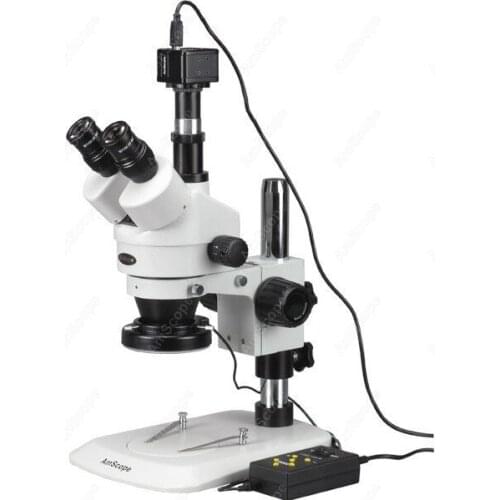 Zoom Stereo Microscope--AmScope Supplies 3.5X-90X Zoom Stereo Microscope w 9MP Camera + 144-LED 4-Zone Light