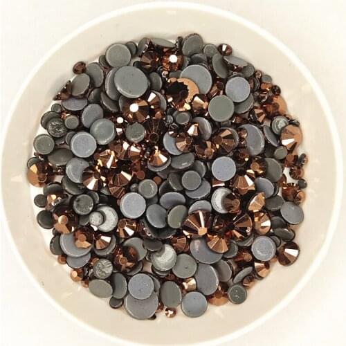 Top Quality Rose Gold Hot fix Rhinestones Super glitter Glass Strass Iron On stones For Fabric garment/Clothes DIY