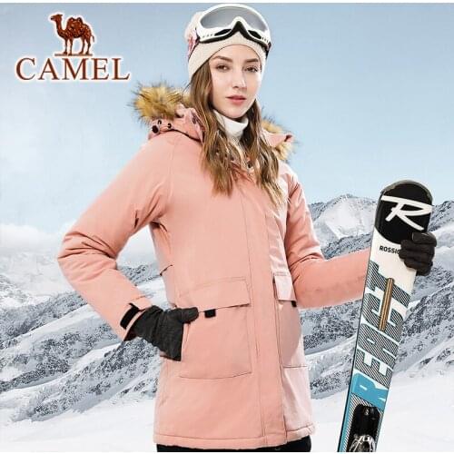 CAMEL Outdoor Jackets Women Men Fashion Autumn Winter Coat Plush thickened Mid-length Padded Windproof Waterproof quilted jacket