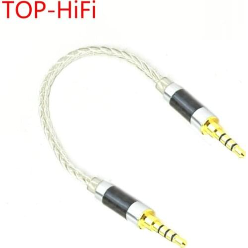 TOP-HiFi 3.5mm TRRS Balance to 3.5mm TRRS Balance 4pin 8Croes Silver Plated Audio Cable Male to Male Aux Cord