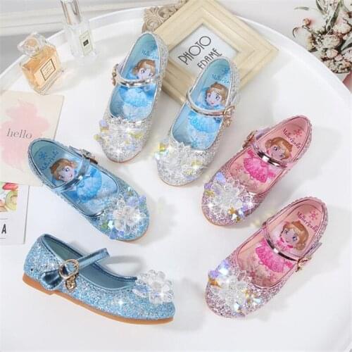 Single girls Disney princess shoes the new spring 2021 children shoes flat soft bottom crystal shoes cuhk childrens shoes