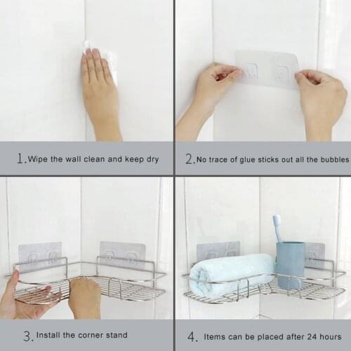 Bathroom Corner Shower Rack Stainless Steel Triangular Shampoo Soap Storage Shelves SCVD889