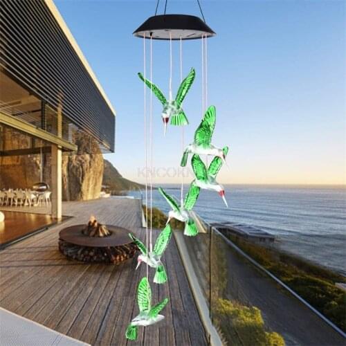Outdoor colorful solar wind chimes, LED lights, hummingbird wind chimes, garden and garden decoration lanterns