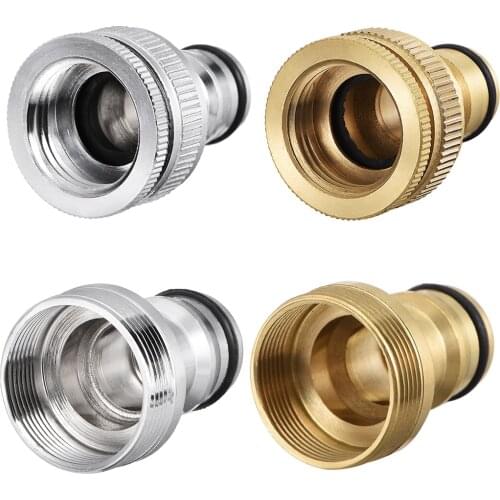 Uxcell 2-in-1 Brass Quick Connector 1/2" to 3/4" G Female Pipe Fitting Adapter Garden Hose or 21/22mm Female 24mm Male