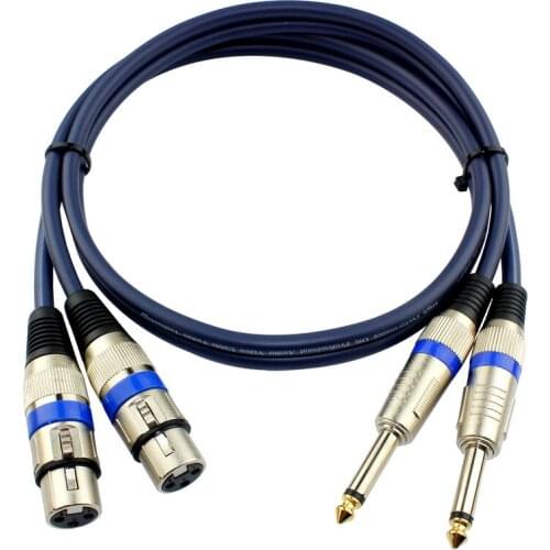 WinAqum Dual 2* 6.35mm 1/4'' TS Mono To Dual 2* XLR Male Female Plug Audiophile Audio balance Cable 0.5m - 30m