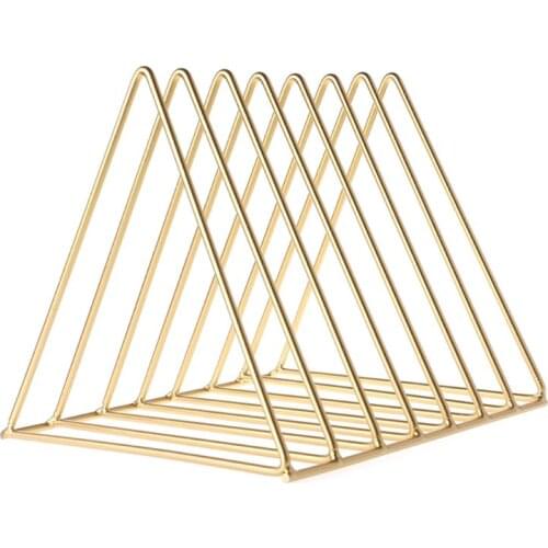 Iron LP Record Rack Triangle Book Magzine Holder Desk Record Storage Organizer PXPA