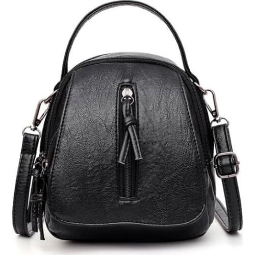 Vintage Soft Leather Shoulder Bags for Women Large Capacity Female Handbag Double Compartment Crossbody Bags Lady Small Tote