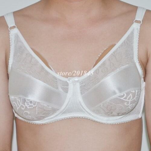 1 Pair 300g artificial breast prosthesis dressing mastectomy breast camouflage + 1 piece of silk white bra bust 90 code