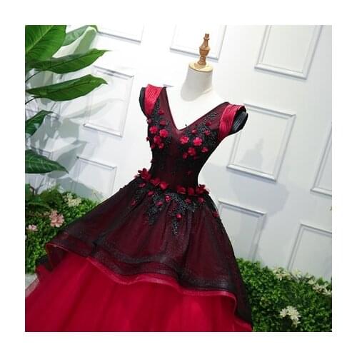 100%real fairy trailing hot pink and black ruffled gown Medieval dress queen Renaissance Gown vintage Victoria dress Belle