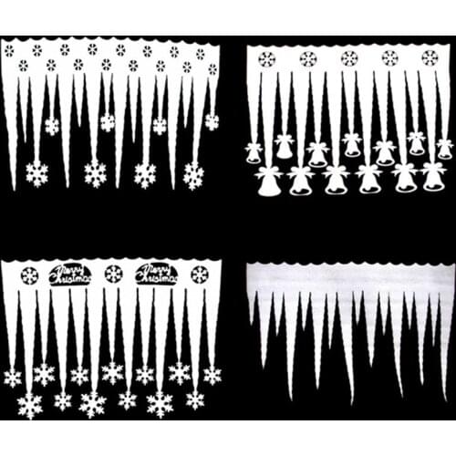 2pcs Snowflake Ice Range Foam Christmas Decoration Covered With Foam Icicle Snowflake Snow Column Festival Wall Window Ornaments
