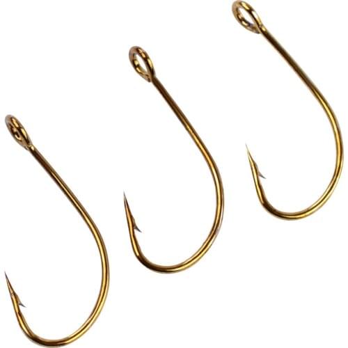 20pcs High carbon steel sea hook fly barbed belt loop single hook fishing hooks with soft lures worm connector baits