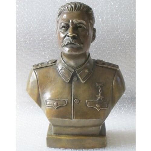 12"Western Art Bronze Copper sculpture Joseph Stalin Bust statue D0317